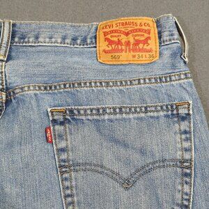 Levi's Jeans Men's 34x36 Fits 34x34 Blue 569 Loose Straight Denim